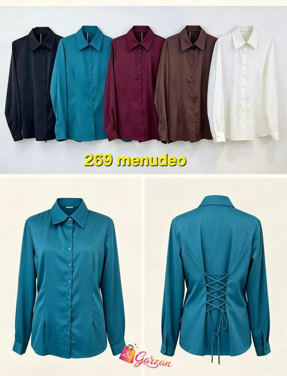 Blusa con cordones en la espalda, $269 menudeo